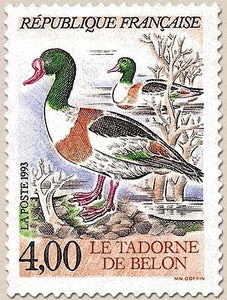 Série Nature de France. Espèces protégées de canards. Tadorne de Belon  4f. Multicolore Y2787