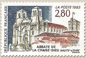 Série touristique. Abbaye de la Chaise-Dieu (Haute-Loire)  2f.80 brun, bleu et vert Y2825