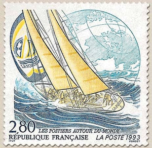 Les Postiers autour du monde dans la Withbread. Type du no 2789. 2f.80 bleu et jaune Y2831