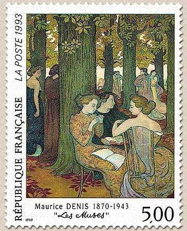 Série artistique. Cinquantième anniversaire de la mort de Maurice Denis (1870-1943). Les Muses   5f. Multicolore Y2832