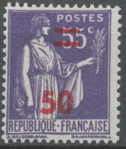 Timbres de 1932-38 avec nouvelle valeur. Type Paix. 50 sur 55c. Violet (363) Neuf luxe ** Y478