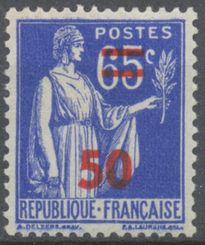 Timbres de 1932-38 avec nouvelle valeur 50. Type Paix. sur 65c. Outremer (365) Neuf luxe ** Y479