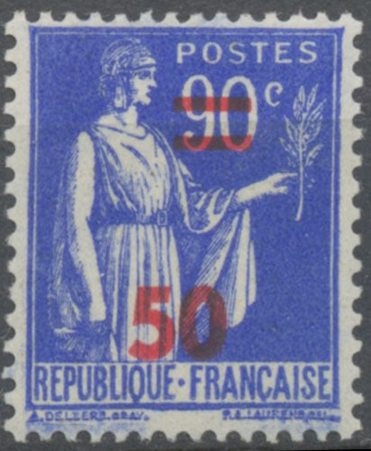 Timbres de 1932-38 avec nouvelle valeur. Type Paix. 50 sur 90c. Outremer (368) Neuf luxe ** Y482