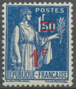 Timbres de 1932-38 avec nouvelle valeur. Type Paix.  1f. Sur 1f. 50 bleu (288) Neuf luxe ** Y485