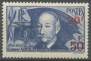 Timbres de 1932-38 avec nouvelle valeur.  20f. Sur 50f. Outremer foncé (Pap. Épais) (398a) Neuf luxe ** Y493