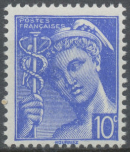 Type Mercure modifié avec légende POSTES FRANÇAISES 10c. Outremer Neuf luxe ** Y546