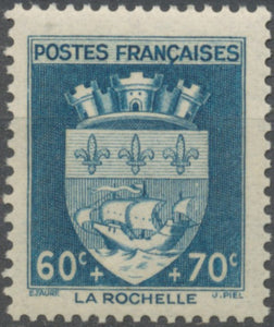 Au profit du Secours national. Armoiries de villes (II) La Rochelle. 60c.+70c. Bleu-vert Neuf luxe ** Y554