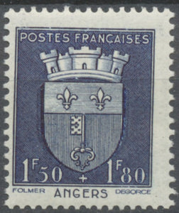 Au profit du Secours national. Armoiries de villes (II) Angers. 1f.50+1f.80 bleu foncé Neuf luxe ** Y558