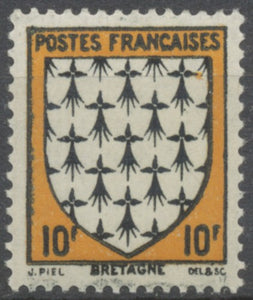 Armoiries de provinces (I) Bretagne. 10f. Noir et jaune-brun Neuf luxe ** Y573