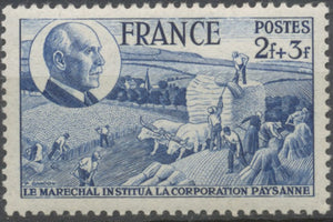 88e anniversaire du maréchal Pétain. Corporation paysanne.  2f.+3f. Bleu Neuf luxe ** Y607