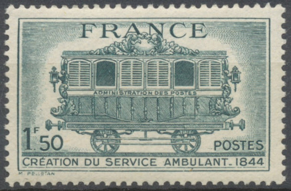 Centenaire du service postal ambulant. 1 f.50 vert Neuf luxe ** Y609