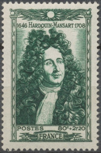 Célébrités du XVIle siècle. Jules Hardouin dit Hardouin-Mansart (1646-1708) 80c.+2f.20 vert foncé Neuf luxe ** Y613