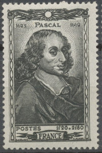 Célébrités du XVIle siècle. Blaise Pascal (1623-1662) 1f.20+2f.80 noir Neuf luxe ** Y614