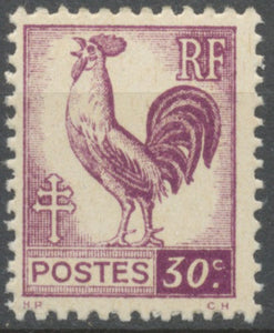 Série d'Alger. Coq et Marianne (d'Alger) 30c. Lilas foncé Neuf luxe ** Y631