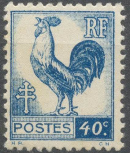 Série d'Alger. Coq et Marianne (d'Alger) 40c. Bleu Neuf luxe ** Y632