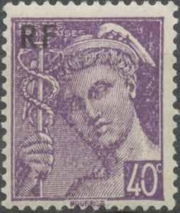 Type Mercure. Timbres de 1942 (nos 546 à 549) surchargés RF 40c. Violet Neuf luxe ** Y659