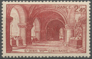 Huitième centenaire de la basilique de Saint-Denis. 2f.40 brun-rouge Neuf luxe ** Y661