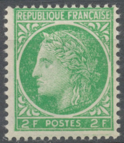 IV° République. Type Cérès de Mazelin 2f. Vert-jaune Neuf luxe ** Y680