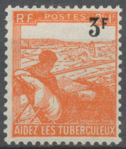 Timbre de 1945 (no 736) surchargé 3f. Sur 2f.+1f. Orange (736) Neuf luxe ** Y750