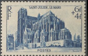 Cathédrales et Basiliques. Saint-Julien, Le Mans 6f.+4f. Bleu Neuf luxe ** Y775