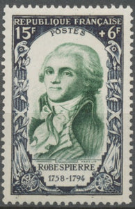 Célébrités du XVIIIe siècle (II).  Maximilien de Robespierre  15f. + 6f. Vert. Neuf luxe ** Y871