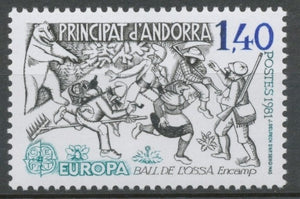 Andorre Français N°292 1f.40 bleu/noir/vert N** ZA292