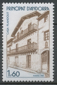 Andorre FR N°326 1f.60 brun/bleu foncé N** ZA326