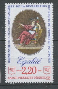 SPM  N°500 T-P France de même date "L' Egalité" 2f20 ZC500