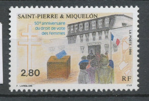 SPM  N°597 50e anniversaire du droit de vote des Femmes 2f80 Urnes; femmes allant voter ZC597